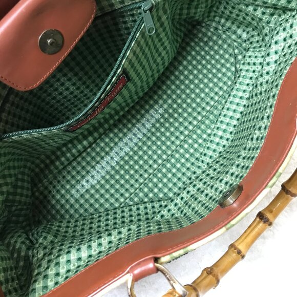 Isabella Fiori Vintage Monkey Palm Tree Tropical Beaded Hand Bag Bamboo Handles - Picture 11 of 16